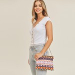 Multi Colored Aztek Print Canvas Cross Body Handbag

- Zipper Closure
- Lined
- Two Internal Pockets
- Adjustable Faux Leather and Chain Link Strap
- Detachable Wristlet Strap
- Approximately 10" L x 8" W
