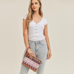 Wholesale multi Colored Aztek Print Canvas Cross Body Handbag Zipper Closure Lin