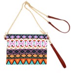 Wholesale multi Colored Aztek Print Canvas Cross Body Handbag Zipper Closure Lin