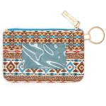 Wholesale aztec Print Card ID Holder Keychain Lanyard Clear Opening ID Zipper Op