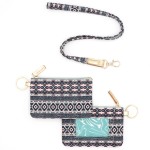 Wholesale aztec Print Card ID Holder Keychain Lanyard Clear Opening ID Zipper Op