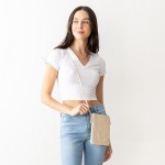 Wholesale knit Envelope Crossbody Handbag Thin Leather Strap Zipper Closure Line