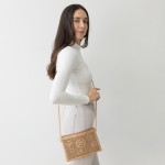 Wholesale laser Cut Flower Leather Envelope Crossbody Handbag Removable Thin Lea