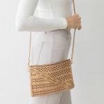 Wholesale laser Cut Tribal Pattern Leather Envelope Crossbody Handbag Diagonal L