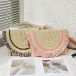 Wholesale straw Handbag Multi Color Fringe Hem Detachable Faux Leather Strap Mag