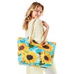Wholesale sunflower Printed Tote Bag Rope Handles W L Drop Handles Fully Lined O