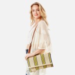 Wholesale striped Straw Envelope Handbag Convertible Clutch Crossbody Removable