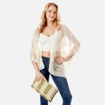 Wholesale striped Straw Envelope Handbag Convertible Clutch Crossbody Removable