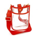 Wholesale clear PU Handbag Matching Strap Leather Hemlines Magnetic Closure One