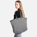 Wholesale comfyLuxe Herringbone Knit Tote Bag Lined Magnetic Closure Two Interna