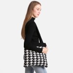 Wholesale comfyLuxe Houndstooth Knit Tote Bag W L Poly Microfiber