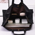 Wholesale canvas Tote Bag Genuine Leather Top Handle Contrast Stripe Magnetic Cl