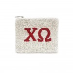 Wholesale chi Omega White Red Beaded Canvas Bag Affinity Licensed Product Fully