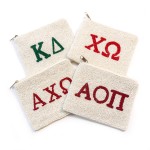 Wholesale chi Omega White Red Beaded Canvas Bag Affinity Licensed Product Fully