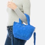 Wholesale thick Fuzzy Cord Hand Bag Matching Removable Adjustable Cross Body Str