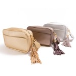 Wholesale solid Color Leather Handbag Matching Strap Tassel Keychain Lined Insid
