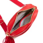 Wholesale solid Color Leather Handbag Matching Strap Tassel Keychain Lined Insid
