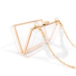 Wholesale square Acrylic Hard Crossbody Bag Gold Hemlines Button Latch Closure O