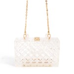 Wholesale acrylic Hard Body Square Quilted Purse Gold Chain Latch Closure One Ma