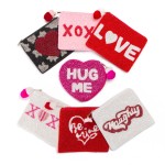 Wholesale xOXO Beaded Canvas Bag Pom Pom Zipper Fully Lined Inside Cotton Bag W