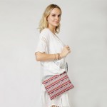 Wholesale aztec Print Canvas Bag Faux Leather Tassel Full Zipper Closure Fully L