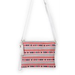 Aztec Print Canvas Bag With Faux Leather Tassel

- Full Zipper Closure
- Fully Lined Inside
- 100% Polyester
- Wristlet: Approximately 7.5" W X 5" D (Removable Strap Included)
- Cross Body Handbag: Approximately 11" W X 8.5" D
- Handbag Includes Removable Wristlet and Adjustable Faux Leather Strap (Drop 11" -23" L)