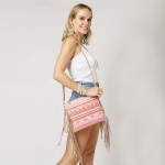 Wholesale aztec Crossbody Canvas Bag Side Tassel Detail Full Zipper Closure Full