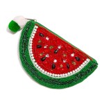 Wholesale seed Beaded Sequin Fruit Coin Purse Zipper Pom Full Zipper Closure Lin