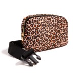 Animal Print Crossbody Nylon Belt Bag 

- Full Zip Closure 
- Waterproof 
- One Lined Main Body Pocket With Three Inner mesh Pockets 
- Lined Zipper Pocket On Back Of Bag 
- Coordinating Adjustable Canvas Strap and Buckle (1.5" Wide) 
- Approximately 8.5"L X 5"T X 2.5"W

