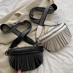 Wholesale studded Faux Leather Quilt Stitch Cross Body Sling Bag Ball Chain Tass
