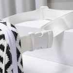 Wholesale zig Zag Straw Sling Belt Bag Leather Trim Adjustable Buckle Cross Body