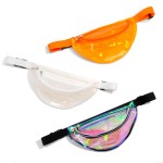 Wholesale transparent Waterproof PU Fanny Pack Full Zip Closure Two Pockets Adju