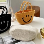 Wholesale stitched Cotton Rope Smile Mini Tote Bag Twist Handles Open Inside No