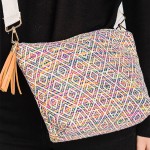 Wholesale knit Diamond Western Cross Body Bag Tassel Zipper Full Zipper Closure