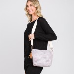 Knit Diamond Western Cross Body Bag With Tassel Zipper 

- Full Zipper Closure
- Removable / Adjustable Strap
- Lined Body With One Open Internal Pocket
- Body Approximately 11.5" W X 8"T X 3" D 
- Strap Drop Adjustable 14-26" L 
- 100% Polyester 
