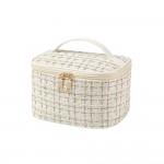Wholesale tweed Makeup Travel Case Top Handle Full Zip Closure Inside Zip Compar