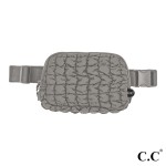 C.C BGS0064
Quilted Puffer Fanny Pack

- Full Zipper Closure
- Adjustable Strap
- Internal Mesh Pocket 
- Approximately 9"W X 6"H X 2"D
- 100% Polyester
