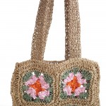 Wholesale straw Woven Granny Square Tote Bag Open Unlined Body W T D Strap L