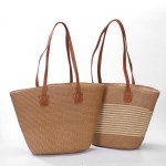 Woven Straw Tote Bag With Faux Leather Handles

- Lined Body 
- Full Zipper Closure 
- Open Internal Pocket
- Approximately 10" W X 11" T X 6" D
- Strap Drop 12" L
- 100% Paper
