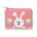 Wholesale seed Bead Coin Pouch Bunny Easter Egg Details Zipper Closure Lined Ins