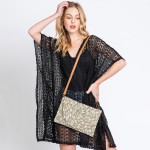 Wholesale lurex Mixed Multi Color Straw Clutch Crossbody Bag Magnetic Closure Re