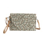 Wholesale lurex Mixed Multi Color Straw Clutch Crossbody Bag Magnetic Closure Re