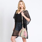 Wholesale multi Color Striped Bucket Bag Drawstring Closure Lined Body Open Zipp