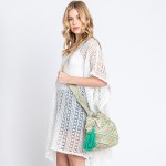 Wholesale simple Aztec Bucket Bag Drawstring Closure Lined Body Open Zipper Pock