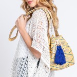 Wholesale simple Aztec Bucket Bag Drawstring Closure Lined Body Open Zipper Pock