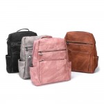 Wholesale acid Washed PU Leather Backpack Guitar Strap Matching Wristlet Full Zi