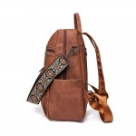 Wholesale acid Washed PU Leather Backpack Guitar Strap Matching Wristlet Full Zi