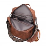 Wholesale acid Washed PU Leather Backpack Guitar Strap Matching Wristlet Full Zi
