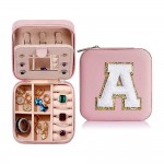 Wholesale initial Letter Chenille Patch Travel Jewelry Box Full Zipper Closure M