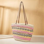 Multicolor Woven Straw Tote Bag With Leather Straps

- Full Zipper Closure
- Lined Body With Open Pocket
- Approximately 18"W X 11"T X 4"D 
- Strap Drop 15"L